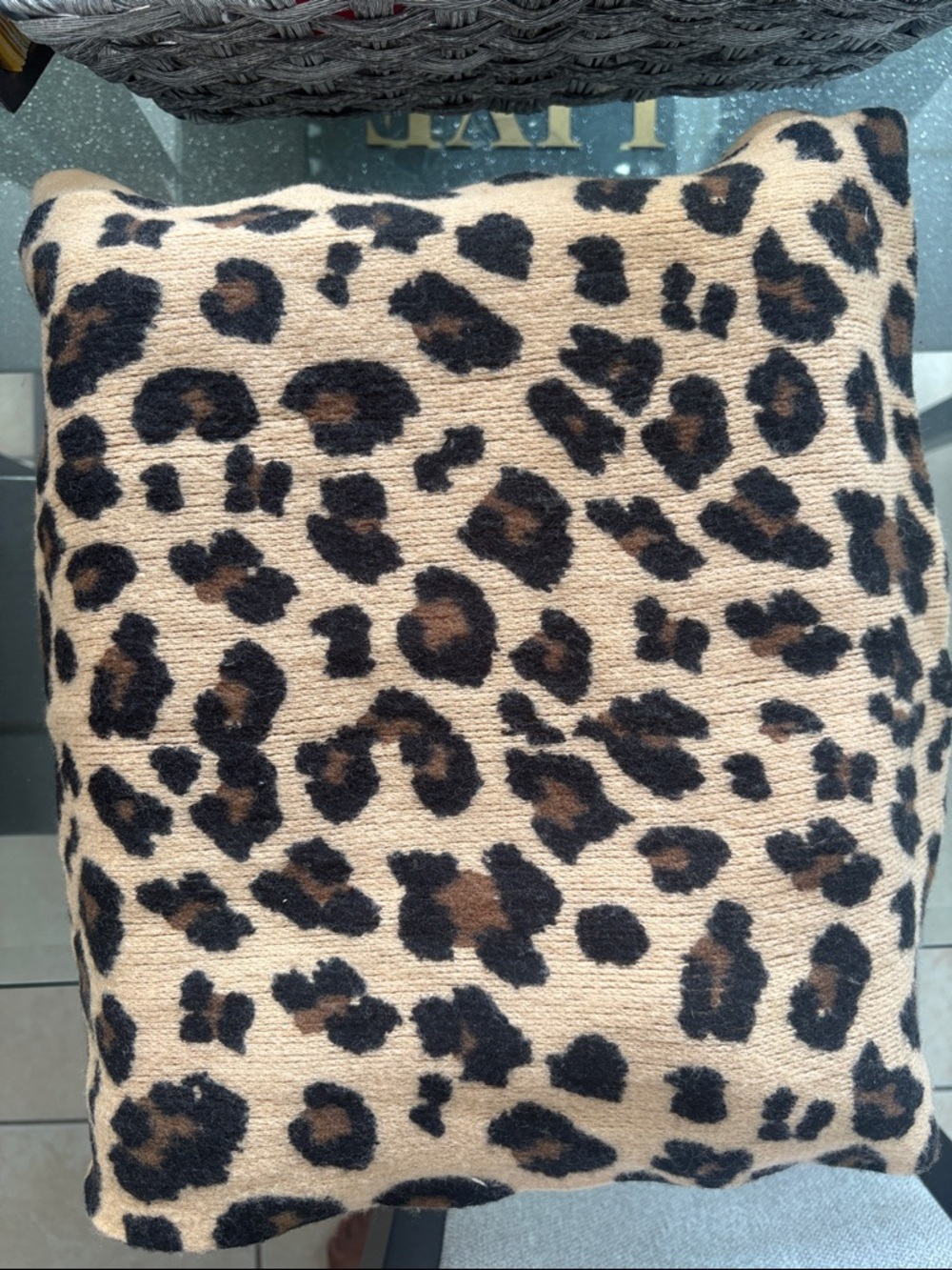 Leopard Print Decorative Throw Pillow - Tan and Black